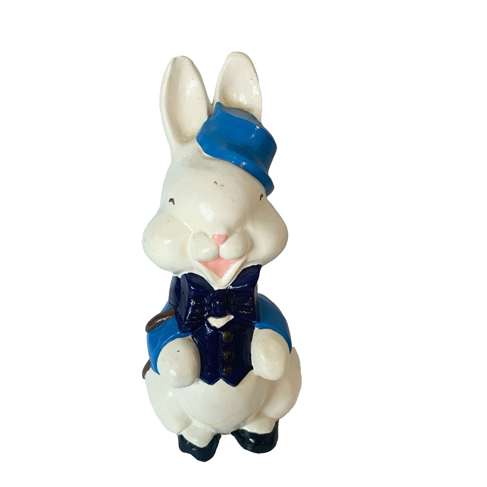 Easter Bunny Figurine Dapper Chalkware Bunny Vintage Kitschy 6 Inch
